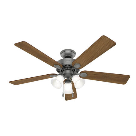 Swanson 52" Matte Silver LED Indoor Ceiling Fan with Light Kit